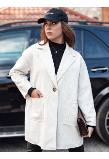 Płaszcz damski oversize ELEGANTWAY w jodełke beżowy Dstreet NY0698