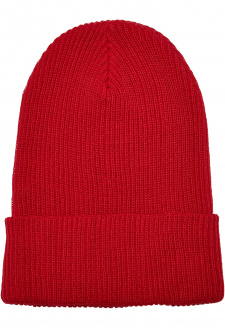 Recycled Yarn Ribbed Knit Beanie red