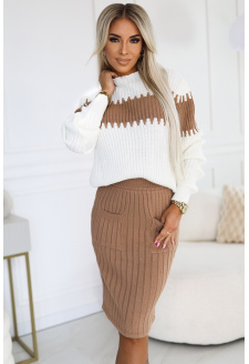 571-1 Set călduros din două piese cu pulover - caramel + ecru