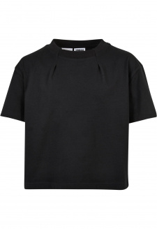 Girls Organic Oversized Pleat Tee black