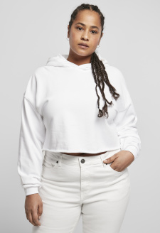 Ladies Oversized Cropped Hoody white