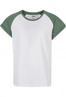 Girls Contrast Raglan Tee white/salvia