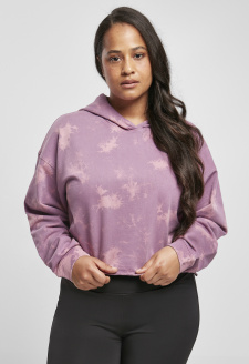 Ladies Oversized Short Bleached Hoody duskviolet