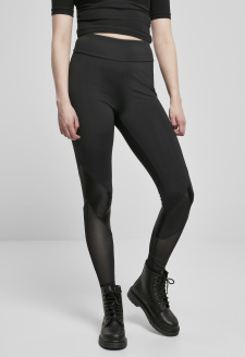 Ladies Highwaist  Mixed Tech Leggings black/black