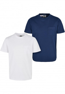 Boys Organic Cotton Basic Pocket Tee 2-Pack white/darkblue