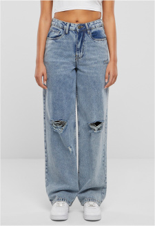 Ladies Distressed 90's Wide Leg Denim Pants vintage lightblue washed