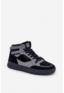 Zamszowe Sneakersy Męskie Big Star OO174303 Hi-Poly System Czarno-Szare