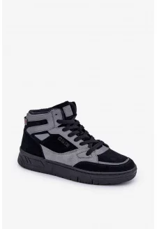 Zamszowe Sneakersy Męskie Big Star OO174303 Hi-Poly System Czarno-Szare