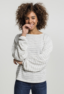 Ladies Oversize Stripe Pullover grey/white