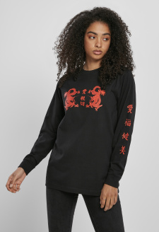 Ladies Chinese Letters Longsleeve black