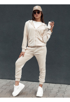 Komplet damski welurowy rozpinany VELCOMFY ecru Dstreet AY1081