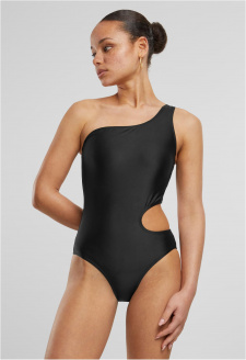 Ladies Asymmetric Cut Out Swimmsuit black