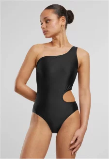 Ladies Asymmetric Cut Out Swimmsuit black