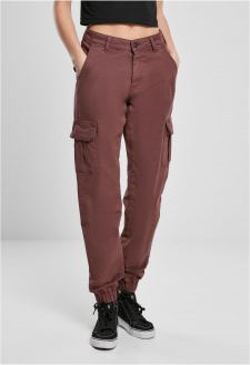 Ladies High Waist Cargo Pants cherry