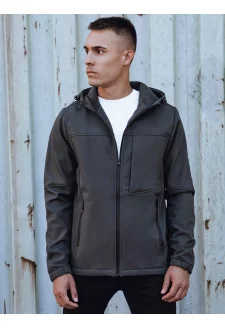 Kurtka męska przejściowa softshell z kapturem ciemnoszara Dstreet TX4816