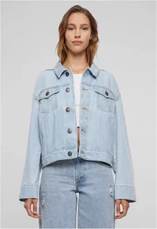 Ladies 80‘s Oversized Denim Jacket new light blue washed