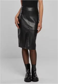 Ladies Synthetic Leather Pencil Skirt black