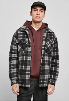 Plaid Teddy Lined Shirt Jacket black/white