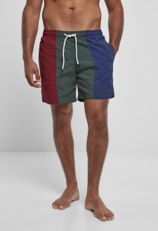 3-Tone Swim Shorts burgundy/bottlegreen