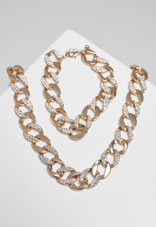 Basic Diamond Necklace And Bracelet Set gold