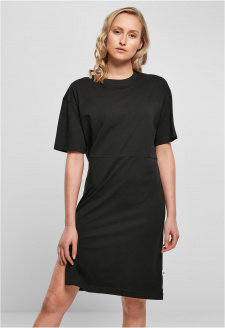 Ladies Organic Oversized Slit Tee Dress black