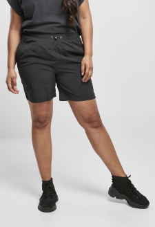 Ladies Crinkle Nylon Shorts black