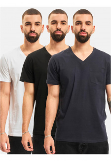 DEF 3-Pack T-Shirt Colored black+white+navy