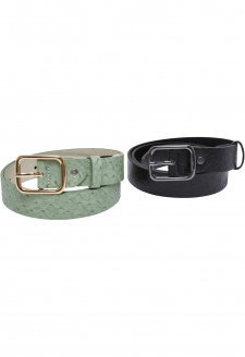 Ostrich Synthetic Leather Belt 2-Pack black/leaf