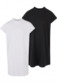 Girls Turtle Extended Shoulder Dress black+white